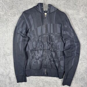 Diesel Hoodie Mens L Full Zip SQUATT All Over Print Grunge Streetwear Sweatshirt